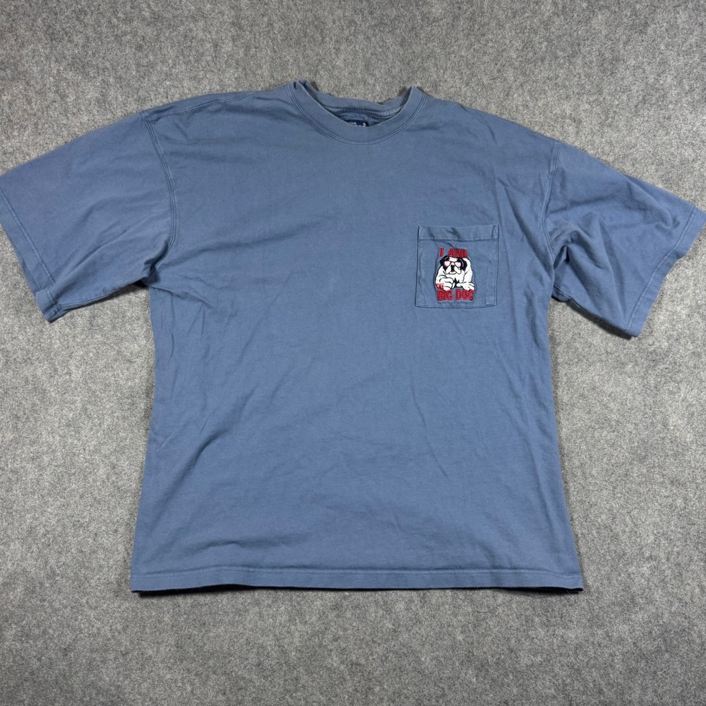 Big Dogs T-Shirt Mens 2X Blue I Am The Big Dog Pocket Graphic Embroidered Tee